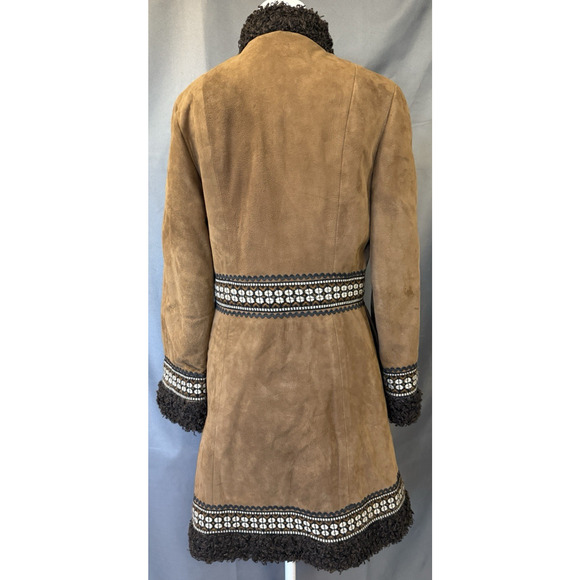 Vintage 70s Leather Penny‎ Lane Coat Embroidered Size S Hippie Boho Dan Di Modes - Picture 9 of 16